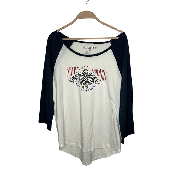 Ariat womens size‎ XXL Raglan style t-shirt Free spirit red white blue Americana - Picture 1 of 3